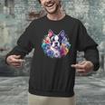 Watercolor Floral Boston Terrier Mama Dog Lover Mother's Day Men Graphic Sweatshirt, gift for family, gift for coworker