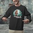 Whimsical Forest Adventures Sasquatch Bigfoot Walking Boston Terrier Dog Lovers Men Graphic Sweatshirt, gift for family, gift for coworker