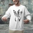 Boston Terrier Dog Raising Paw Idea Men Women Men Graphic Sweatshirt, gift for family, gift for coworker