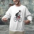 Boston Terrier Riding Bicycle Cute Bostie Biker Raglan Baseball Tee Men Graphic Sweatshirt, Boston Terrier Riding Sweatshirts, gift for family, gift for coworker