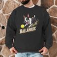 Ballaholic Boston Terrier Dog Chasing Bostie Ball Men Graphic Sweatshirt, novelty gifts, funny gifts