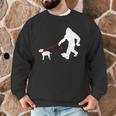 Bigfoot Walking With Bull Terrier Dog Men Graphic Sweatshirt, novelty gifts, funny gifts