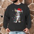 Boston Terrier Christmas Santa Hat Tree Lights Pajama Men Graphic Sweatshirt, novelty gifts, funny gifts