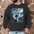 Boston Terrier Dog Art Van Gogh Starry Night Boston Terrier Men Graphic Sweatshirt, novelty gifts, funny gifts
