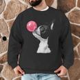 Boston Terrier Dog Blowing Chewing Bubble Gum Pink Men Graphic Sweatshirt, novelty gifts, funny gifts