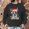 Boston Terrier Dog Santa Christmas Tree Lights Xmas Men Graphic Sweatshirt, novelty gifts, funny gifts