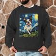 Boston Terrier Dog Starry Night Painting Men Graphic Sweatshirt, novelty gifts, funny gifts
