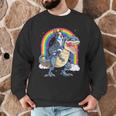 Boston Terrier Riding Dinosaur T-Rex Boys Kids Rainbow Men Graphic Sweatshirt, novelty gifts, funny gifts