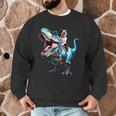 Boston Terrier Riding T-Rex Dinosaur Dog Lover Men Graphic Sweatshirt, novelty gifts, funny gifts