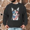 Boston Terrier USA Flag Sunglasses Patriotic 4th Of July Men Graphic Sweatshirt, novelty gifts, funny gifts