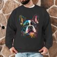 Cute Boston Terrier Puppy Dog Art Lover Unique Painting For Men Women Kids Men Graphic Sweatshirt, novelty gifts, funny gifts