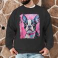 Dog Pink Boston Terrier Men Graphic Sweatshirt, novelty gifts, funny gifts