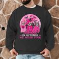 Ghost And Witch Boston Terrier Dog In October We Wear Pink Men Graphic Sweatshirt, novelty gifts, funny gifts