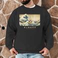 Surfing Boston Terrier Kanagawa Wave Japanese Dog For Men Women Kids Men Graphic Sweatshirt, novelty gifts, funny gifts