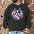 Watercolor Floral Boston Terrier Mama Dog Lover Mother's Day Men Graphic Sweatshirt, novelty gifts, funny gifts