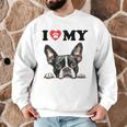 Boston Terrier I Heart My Dog Dog Lover Men Graphic Sweatshirt, novelty gifts, funny gifts