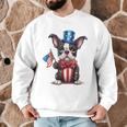 Boston Terrier Puppy Dog Holds His American Flag 4th Of July Men Graphic Sweatshirt, novelty gifts, funny gifts
