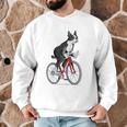 Boston Terrier Riding Bicycle Cute Bostie Biker Raglan Baseball Tee Men Graphic Sweatshirt, novelty gifts, funny gifts