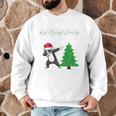 Boston Terrier Santa Hat Dabbing Around The Christmas Tree Men Graphic Sweatshirt, novelty gifts, funny gifts
