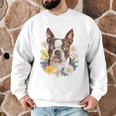 Floral Boston Terrier Men Graphic Sweatshirt, novelty gifts, funny gifts