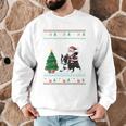 Ugly Christmas Tree Lights Xmas Santa Riding Boston Terrier Men Graphic Sweatshirt, novelty gifts, funny gifts