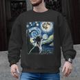 Boston Terrier Dog Art Van Gogh Starry Night Boston Terrier Men Graphic Sweatshirt, trending gift