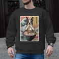 Boston Terrier Ramen Noodles Japanese Art Retro Ocean Waves Men Graphic Sweatshirt, trending gift