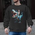 Boston Terrier Riding T-Rex Dinosaur Dog Lover Men Graphic Sweatshirt, Boston Terrier Riding Gifts, trending gift