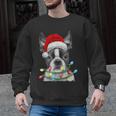 Boston Terrier Santa Christmas Tree Lights Xmas Boys Men Dog Men Graphic Sweatshirt, Boston Terrier Christmas Gifts, trending gift