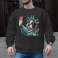 Boston Terrier Selfie Statue Of Liberty 4th Of July American Men Graphic Sweatshirt, American Boston Terrier Gifts, Boston Terrier 4th Of July Gifts, trending gift