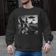 Boston Terrier Graphic Selfie With UFOs Weird Aliens Men Graphic Sweatshirt, trending gift