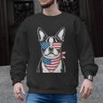 Boston Terrier USA Flag Sunglasses Patriotic 4th Of July Men Graphic Sweatshirt, Patriotic Boston Terrier Gifts, Boston Terrier 4th Of July Gifts, trending gift