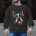 Cute Boston Terrier Puppy Dog Art Lover Unique Painting For Men Women Kids Men Graphic Sweatshirt, trending gift
