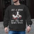 Just a Woman Who Loves Her Boston Terrier Cute Dog Mom Men Graphic Sweatshirt, Mom Gifts, Boston Terrier Mom Gifts, trending gift
