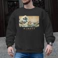 Surfing Boston Terrier Kanagawa Wave Japanese Dog For Men Women Kids Men Graphic Sweatshirt, trending gift