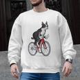 Boston Terrier Riding Bicycle Cute Bostie Biker Raglan Baseball Tee Men Graphic Sweatshirt, Boston Terrier Riding Gifts, trending gift