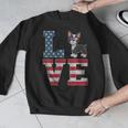 4th Of July Decor Patriotic LOVE Boston Terrier USA Flag Men Graphic Sweatshirt, Patriotic Boston Terrier Gifts, Boston Terrier 4th Of July Gifts, funny design