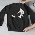 Bigfoot Walking With Bull Terrier Dog Men Graphic Sweatshirt, funny design