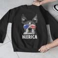 Boston Terrier 4th Of July Merica Men Women USA Flag Vintage Men Graphic Sweatshirt, Boston Terrier 4th Of July Gifts, funny design