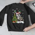 Boston Terrier Christmas Tree Lights Santa Hat Men Graphic Sweatshirt, Boston Terrier Christmas Gifts, funny design