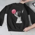Boston Terrier Dog Blowing Chewing Bubble Gum Pink Men Graphic Sweatshirt, funny design