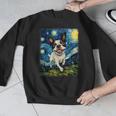 Boston Terrier Dog Starry Night Painting Men Graphic Sweatshirt, funny design