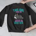 Boston Terrier This Girl Runs On Jesus And Boston Terriers Men Graphic Sweatshirt, funny design