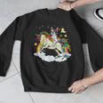 Boston Terrier Riding Unicorn Boys Girls Kids Rainbow Men Graphic Sweatshirt, Boston Terrier Riding Gifts, funny design