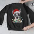 Boston Terrier Santa Christmas Tree Lights Xmas Boys Men Dog Men Graphic Sweatshirt, Boston Terrier Christmas Gifts, funny design