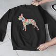 Boston Terrier Watercolor Flowers Men Graphic Sweatshirt, funny design