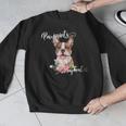Brown Boston Terrier With Flowers And Feathers Men Graphic Sweatshirt, funny design