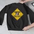 Caution Sign Boston Terrier Dog Bostie Puppy Men Graphic Sweatshirt, funny design