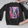Dog Pink Boston Terrier Men Graphic Sweatshirt, funny design
