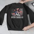 Vintage Boston Terrier Dad American Flag Father's Day Men Graphic Sweatshirt, Boston Terrier Dad Gifts, American Boston Terrier Gifts, funny design